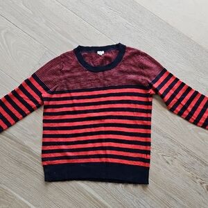 J. Crew Red and Navy Crewneck Sweater